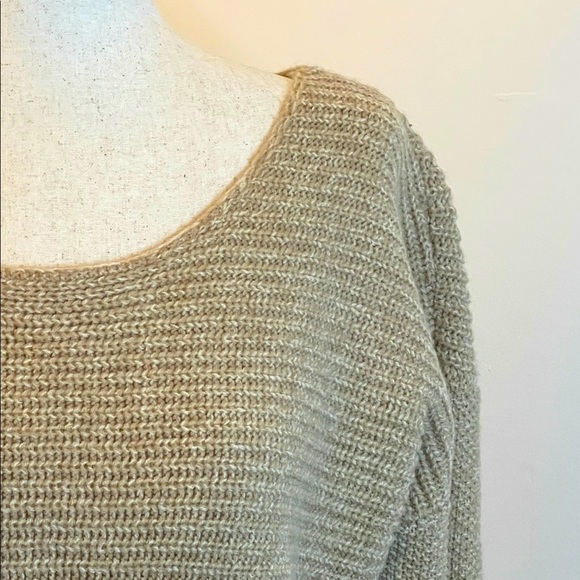 Bar III Tan Cream Boat Neck Sweater Side Zip Hem Wool Blend Size L - Picture 2 of 6